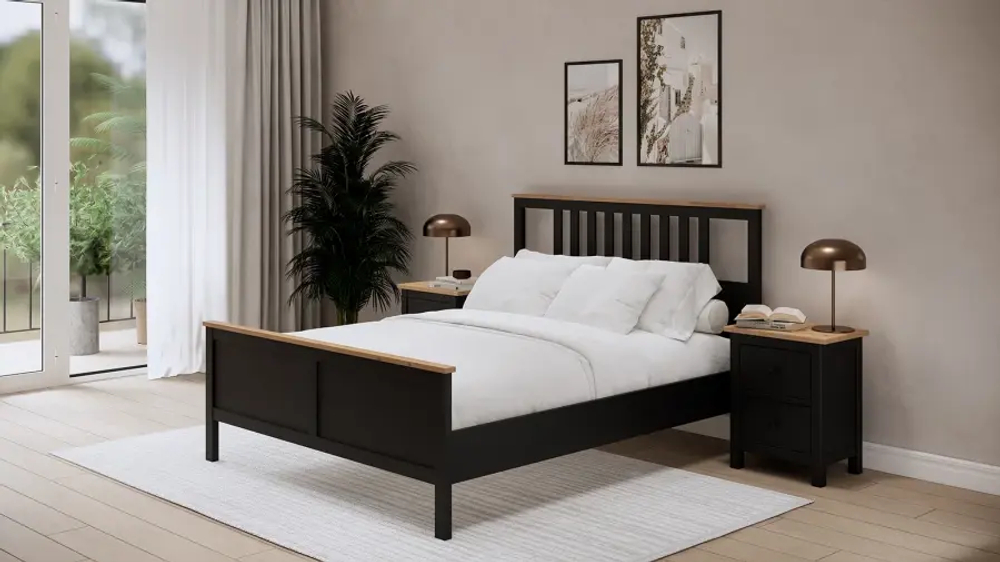 Кровать - аналог IKEA HEMNES / ХЕМНЭС/ ХЕМНЕС / КЫМОР / ИКЕА 140х200 см, черный/светло-коричневый