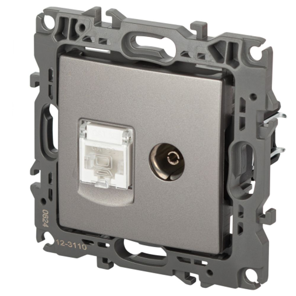 Розетка ЭРА Серия 12 12-3110-16 комбинированная RJ45+TV, титан | ЭРА 12 Титан