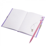 Записная книжка в футляре 20.5 см * 21,0 см , 7БЦ, Alingar, ламинация, замочек, ручка, 50 л., клетка, "Единорожка", сиреневый