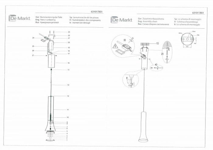 Подвесной светильник DeMarkt Ракурс 631017801