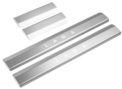 Накладки на пороги Rival для ВАЗ 2110 1995-2014/2111 1997-2009/2112 1999-2009, нерж. сталь, с надписью, 4 шт., NP.6015.3