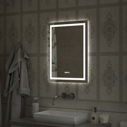 Зеркало "Verte Led" 600х800 с часами, датчиком движения