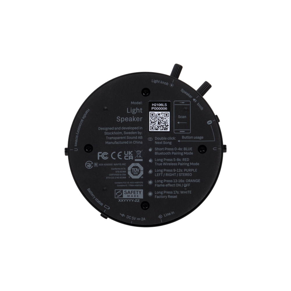 Портативная акустика Transparent Light Speaker, чёрный