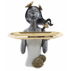 GAEM Фигурка декоративная "Девочка" с подносом, L22,5 W14,5 H28 см