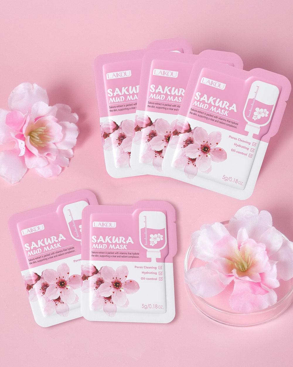 Глиняная маска для лица с сакурой