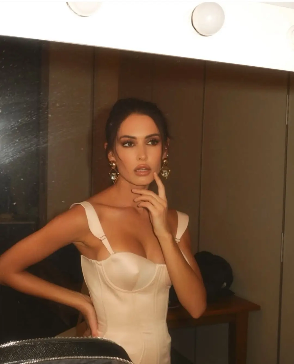 Серьги двойные с треугольником внутри