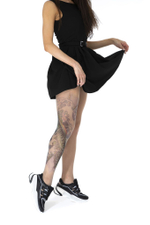 Колготки с принтом в виде черно-зеленого карпа кои на правой ножке (Размер: S-M-L) (Цвет: бежевый)