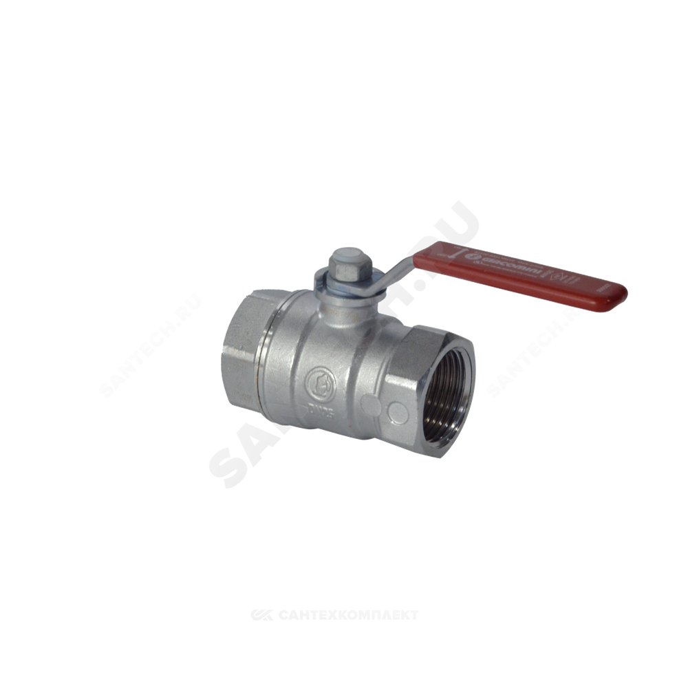 Кран шаровой латунь хром R250D Ду 100 Ру42 ВР рычаг красный Giacomini R250X011