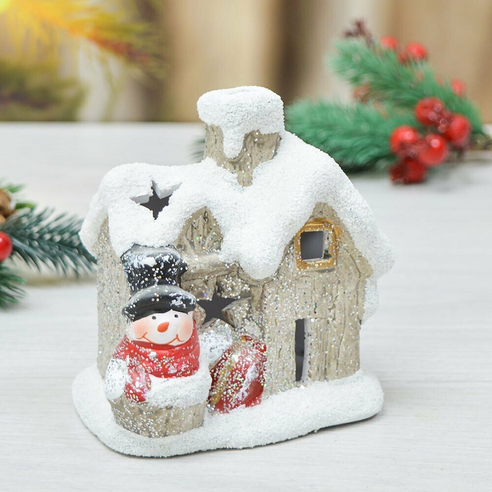 Сувенир новогодний с подсветкой "Домик" 9*7*10см, батарейки в комплекте