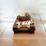 Механический Танк Т-34-85 (EWA) - Деревянный конструктор, 3D пазл, сборная модель на резиномоторе