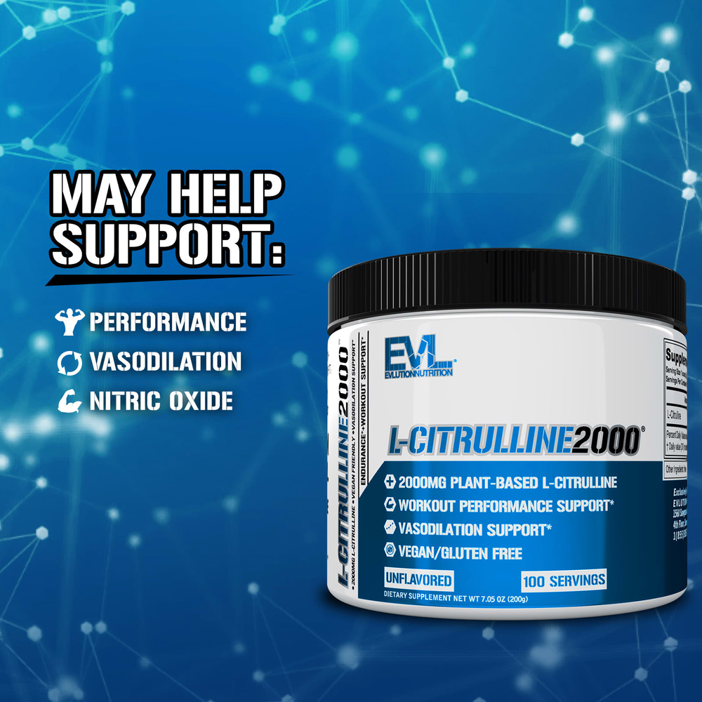 EVLution Nutrition, L-Citrulline 2000, L-цитруллин, без добавок, 200 г (7,5 унции)