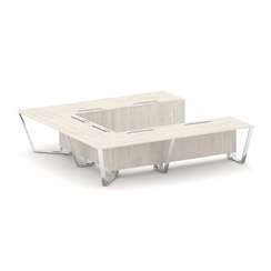 Steel Meet Стол переговорный П-образный MDK-PR.B.SP-11P Денвер Светлый/Нержавеющая Сталь/Хром 3200*3