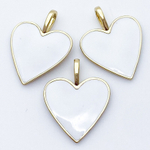 Подвеска Сердце, цвет золото+белый, размер 24*19 мм, цена за 1 шт