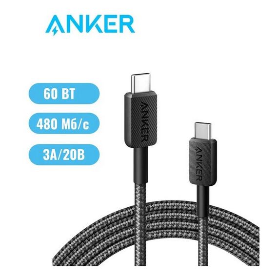 Кабель Anker Powerline 322 USB-C to USB-C 3м (A81F7G11) Black / Черный