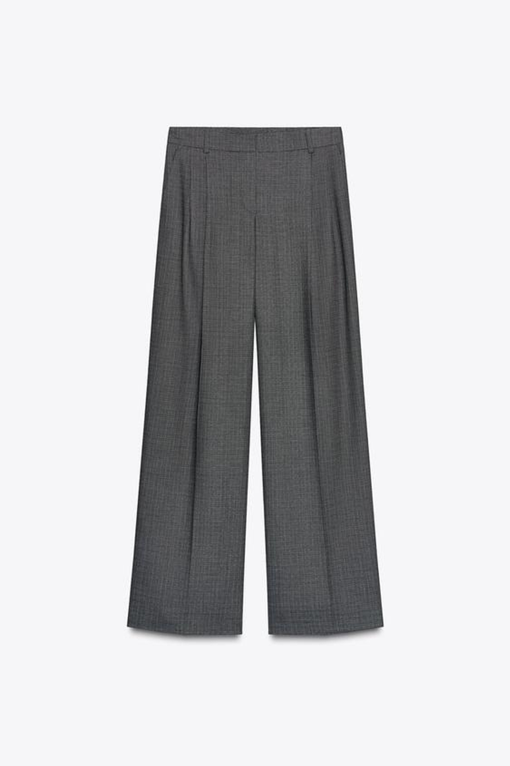 ZARA ШИРОКИЕ БРЮКИ С ЗАЩИПАМИ, ЧЕРНЫЙ/ЭКРЮ