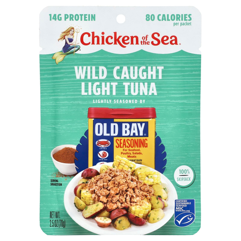 Chicken of the Sea, Дикий светлый тунец, приправа Old Bay®, 70 г (2,5 унции)