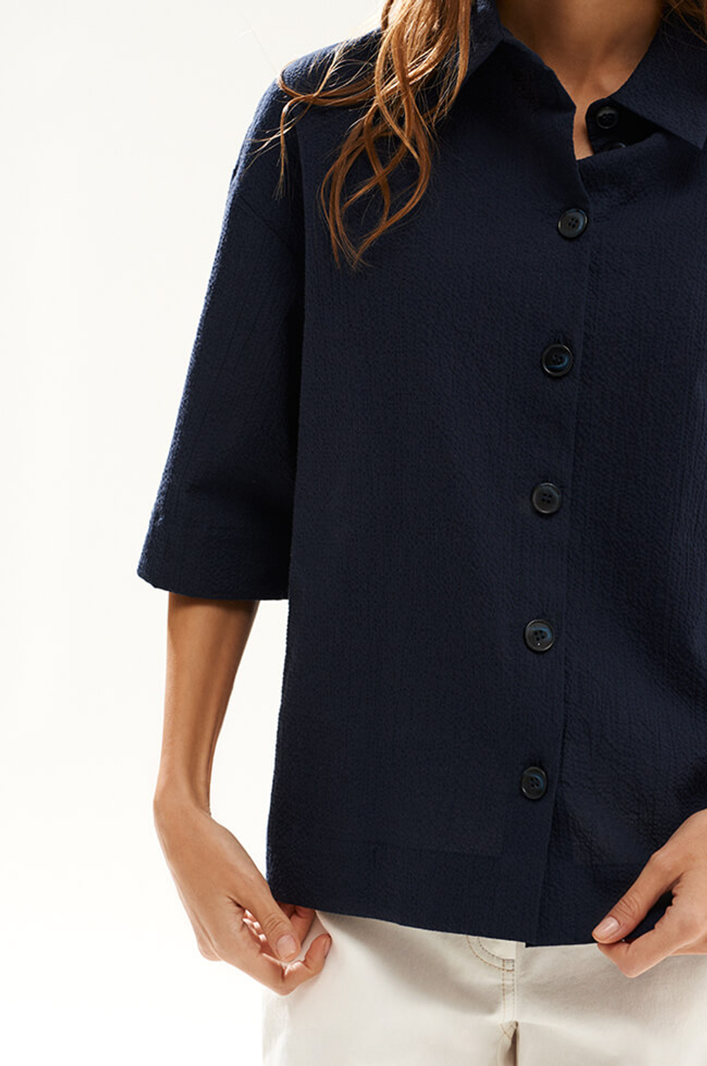 23515 Блузка женская (темно-синий)