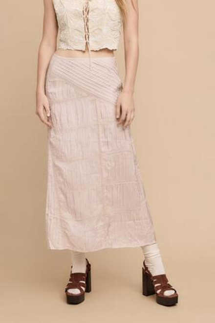 ZARA ПЛИССИРОВАННАЯ ЮБКА С КРУЖЕВНОЙ ОТДЕЛКОЙ, ТЕЛЕСНО-РОЗОВЫЙ