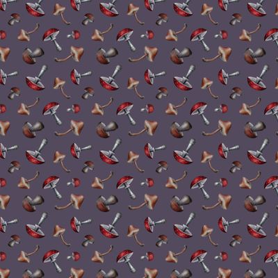 Акварельный грибной принт