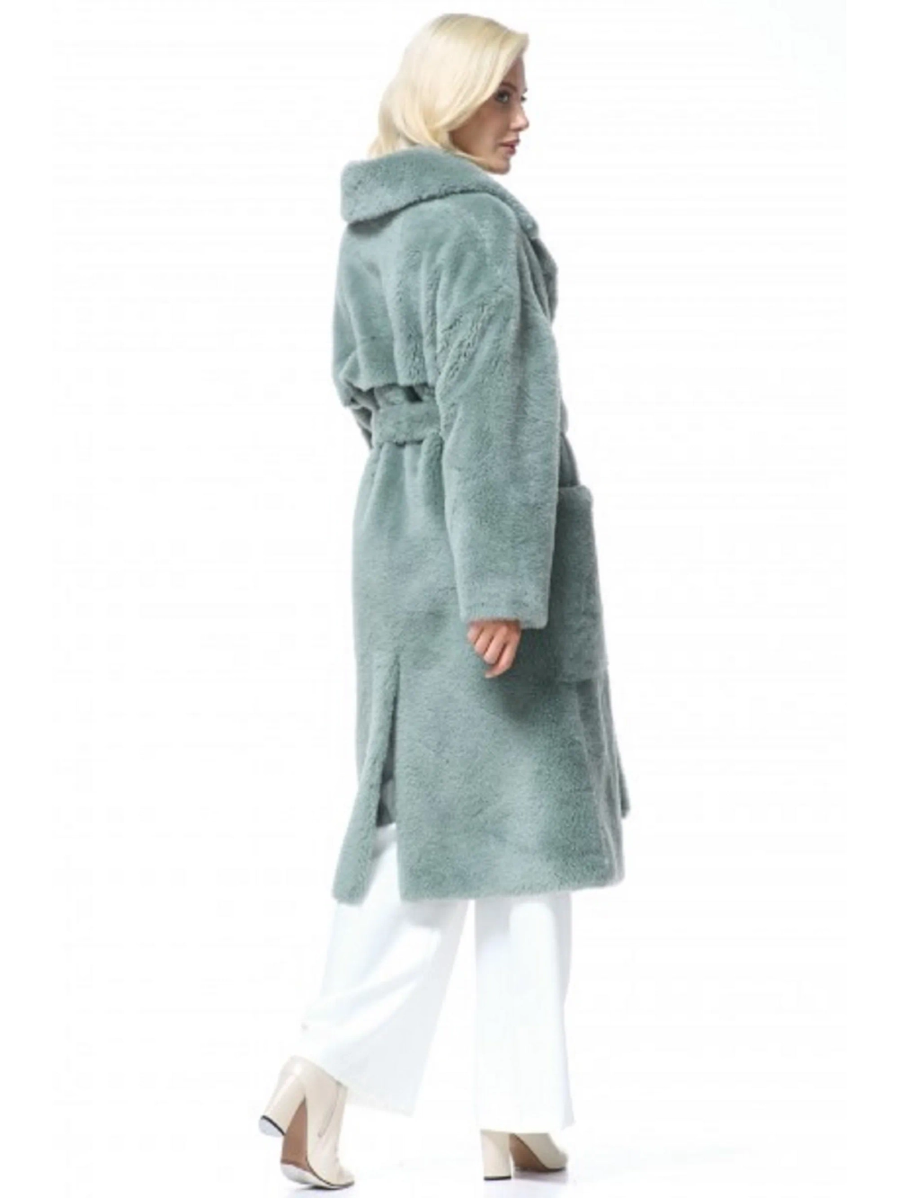 Шуба искусственная на основе шерсти чебурашка экомех, зеленая, SilverFox