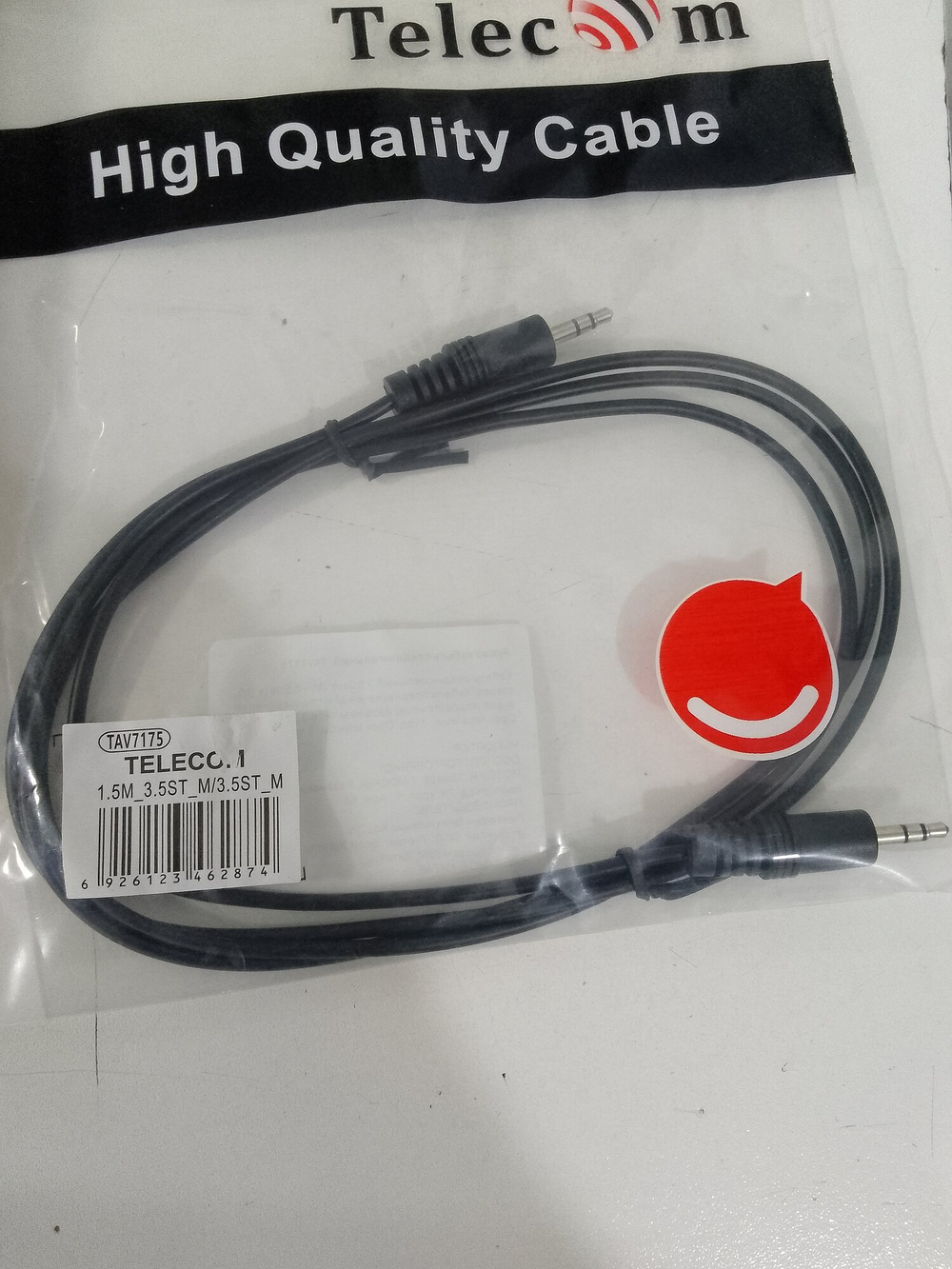 Кабель AUX, Jack 3,5mm(m) - Jack 3,5mm(m) TELECOM круглый 1.5 M , стерео, аудио, черный.