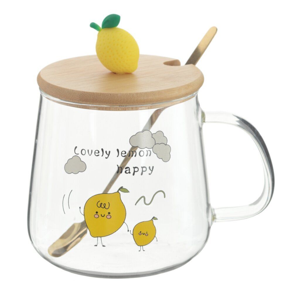 GAEM Кружка с крышкой и ложкой, 500 мл, L12,5 W9 H12,5 см, 4в.