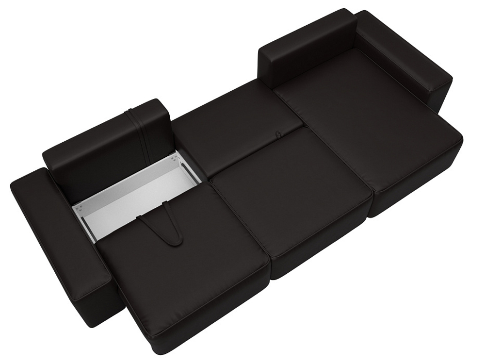 Диван угловой Лига-074 угол универсальный ЭКОКОЖА GRIFON 12 коричневый