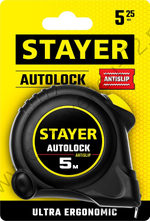 STAYER AutoLock, 5 м х 25 мм, рулетка с автостопом (2-34126-05-25)