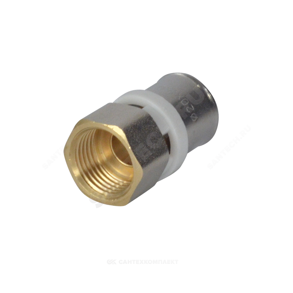 Муфта МП латунь никель пресс Дн 26х3/4" ВР ГОСТ 32415-2013 8002 Aquasfera 8002-05