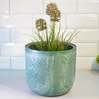 Кашпо Микрит 3,7л d220мм со вставкой, зеленый слайн