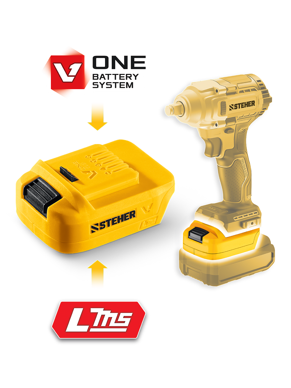 STEHER 20 В, адаптер для АКБ LMS под инструмент V1, (LMS-V1)