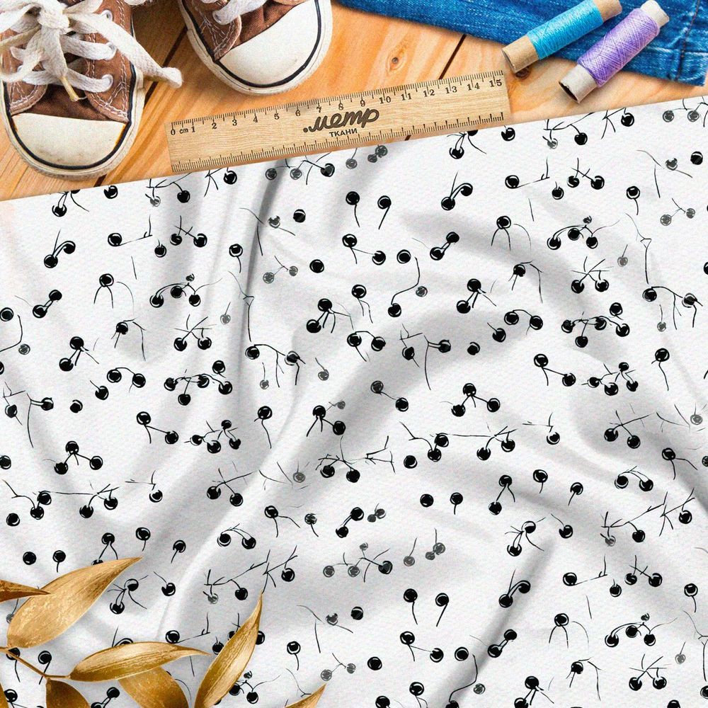 Ткань премиум таффета фантазия на тему горошин