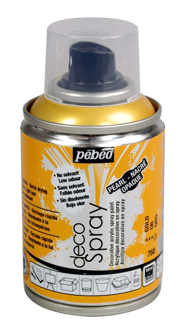 Краска на водной основе аэрозольная decoSpray 100 мл, 093768 золото, Pebeo