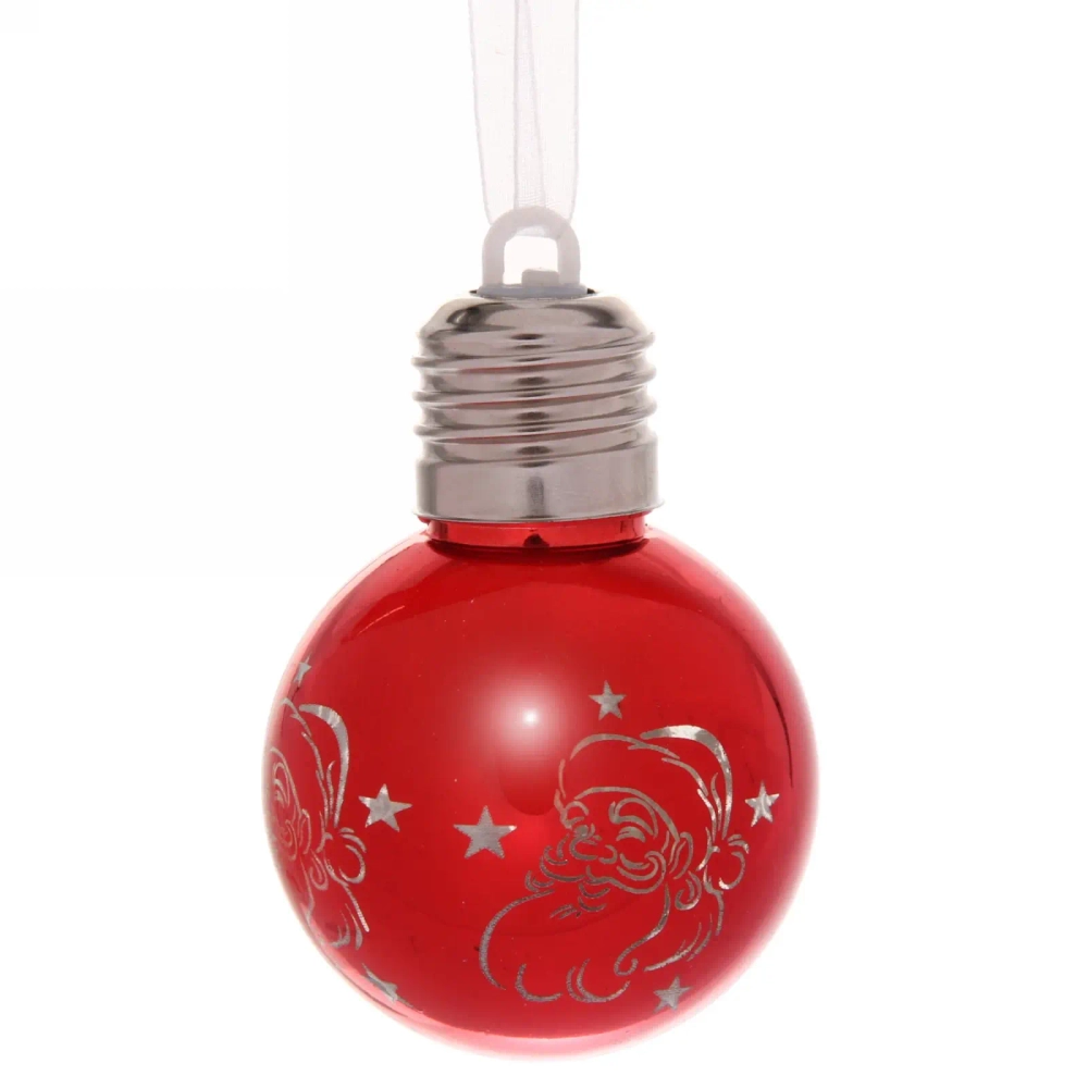 Подвеска ЛАМПА с подсветкой 6 см «Дедушка Мороз», Красный (подсветка Теплый белый)
