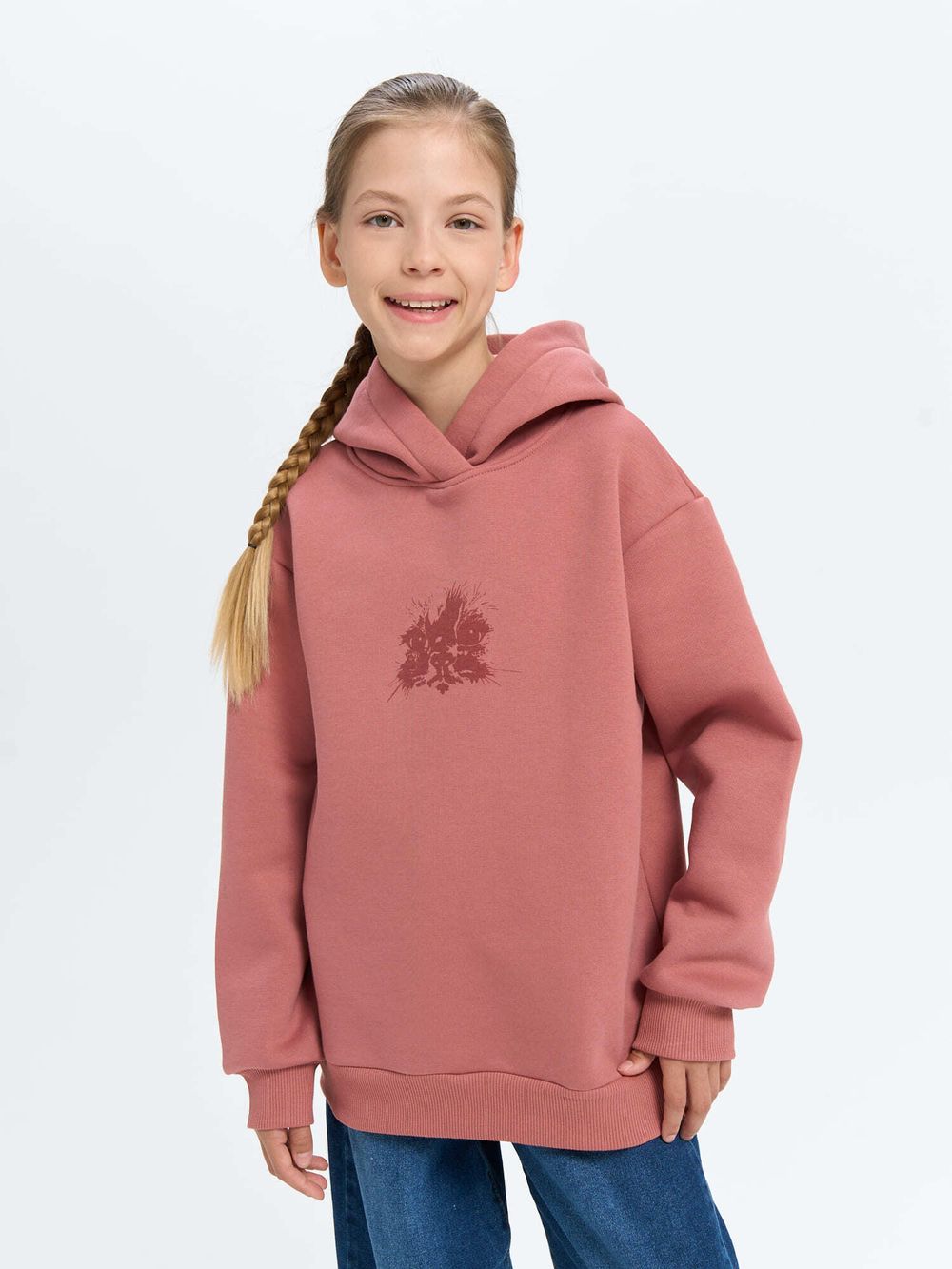 Худи "Пепельная роза" с принтом утепленное 7+