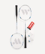 Набор для бадминтона WISH Steeltec 9, 2 ракетки, 2 волана, белый/синий