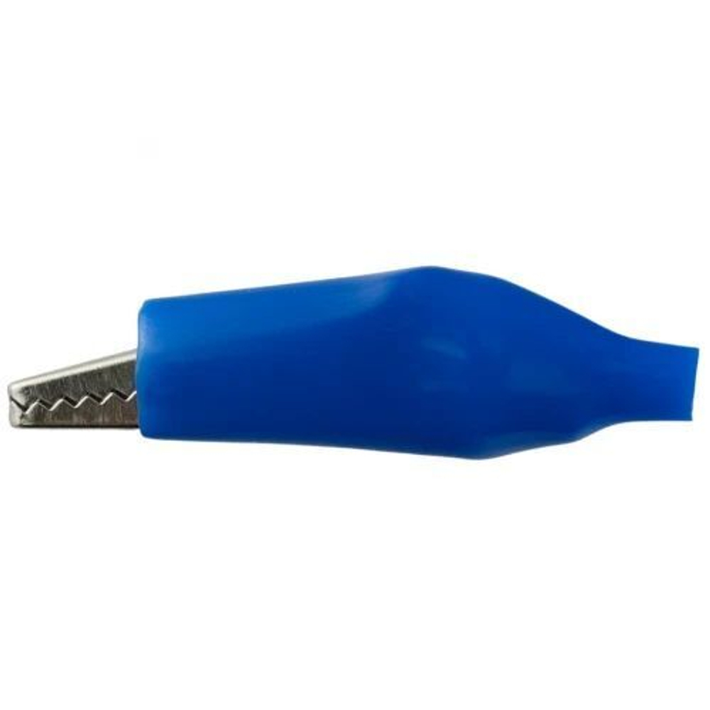 Зажим крокодил для проводов изолированный 44мм (Синий) - 10шт