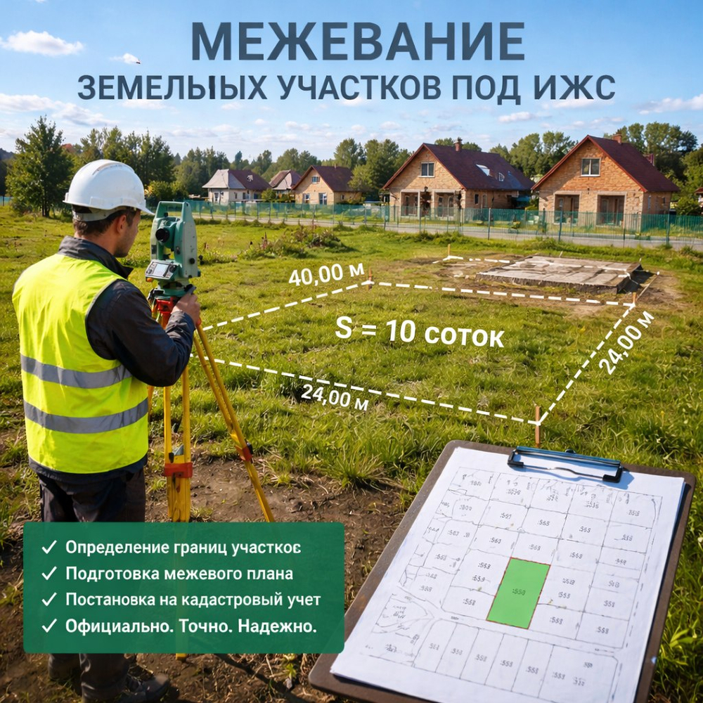 Межевание земельных участков под ИЖС* от 15000 руб.