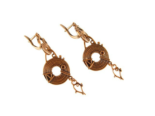"Лесото" серьги в медном покрытии из коллекции "Африка" от Jenavi  с английским замком