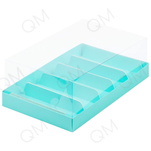 Коробка для эклеров и пирожных с прозрачным куполом и ложементами 220х135х70 мм (тиффани), 50шт