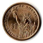 Монета США - 1 доллар 2011 год - 19-й президент США Резерфорд Бёрчард Хейс