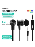 Наушники Luazon W-16, вакуумные, микрофон, плоский провод, к