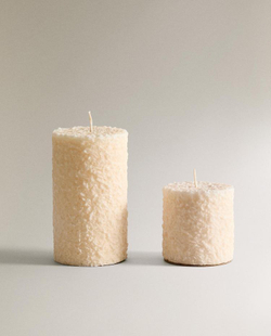 ZARA HOME НОВОГОДНЯЯ СВЕЧА ЦИЛИНДРИЧЕСКОЙ ФОРМЫ, БЕЛЫЙ