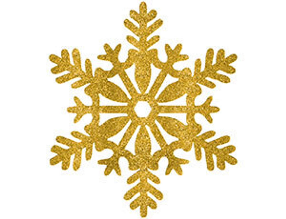 Снежинка пластик блеск золотая 28см