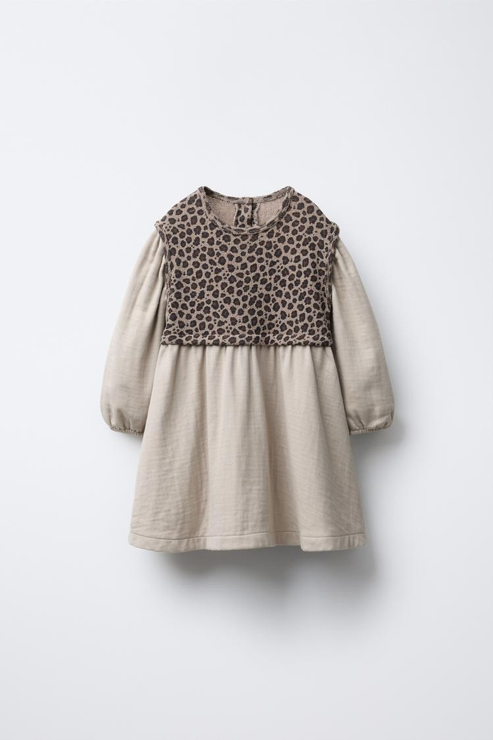 ZARA КОМБИНИРОВАННОЕ ПЛАТЬЕ С ПРИНТОМ, РЫЖЕВАТО-КОРИЧНЕВЫЙ