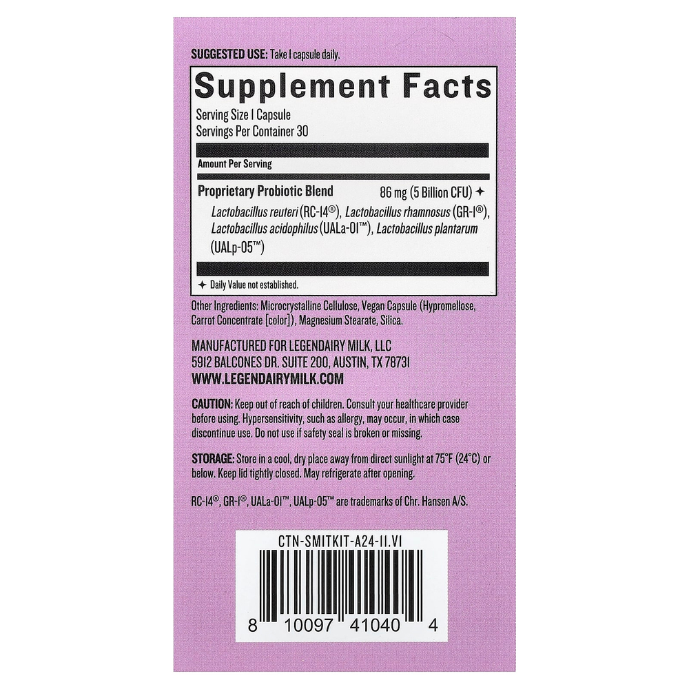 Legendairy Milk, Вагинальный пробиотик Smitten Kitten ™, 30 веганских капсул