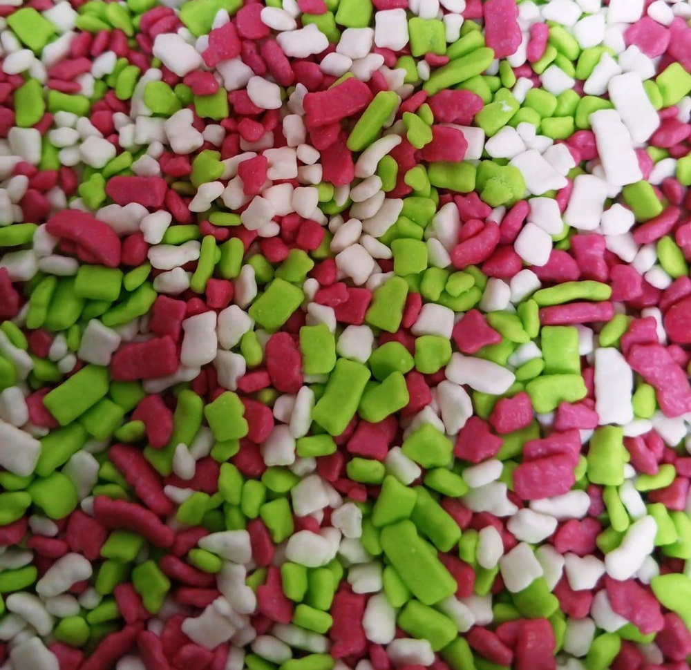 Глазурь кондитерская "крошка" красно-зелено-белая 100 гр.