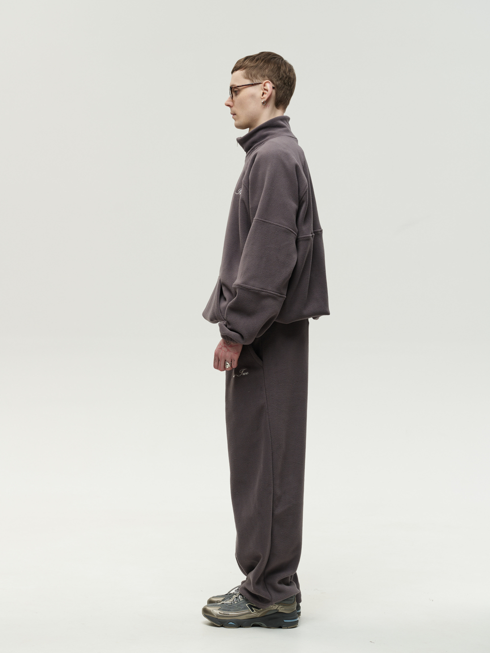 Drawstring Half-Zipped Sweatshirt Grey Excalibur