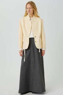 Винтажный жакет из молочной шерсти с кулиской