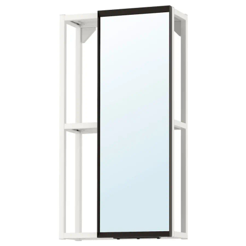 Открытый стеллаж с зеркалом - IKEA ENHET, 40х15х75 см, белый, ЭНХЕТ ИКЕА